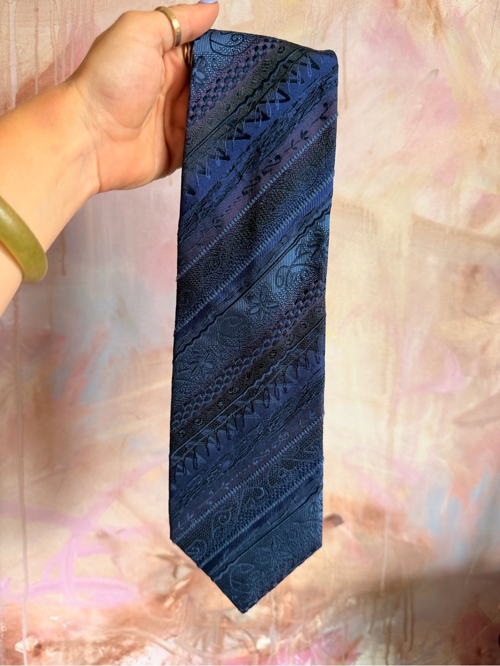Kenzo Deep Navy Textured Paisley Tie